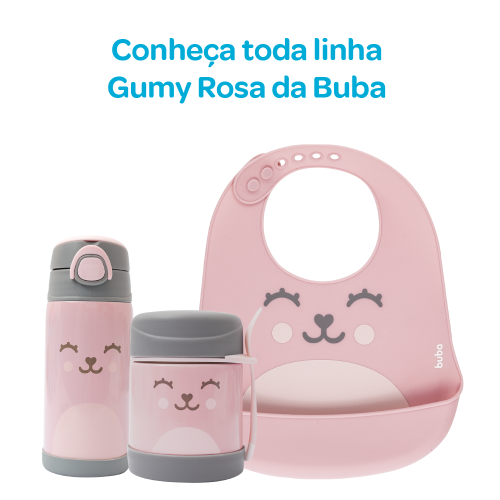 BABADOR EM SILICONE COM PEGA-MIGALHAS GUMY ROSA - Image 3