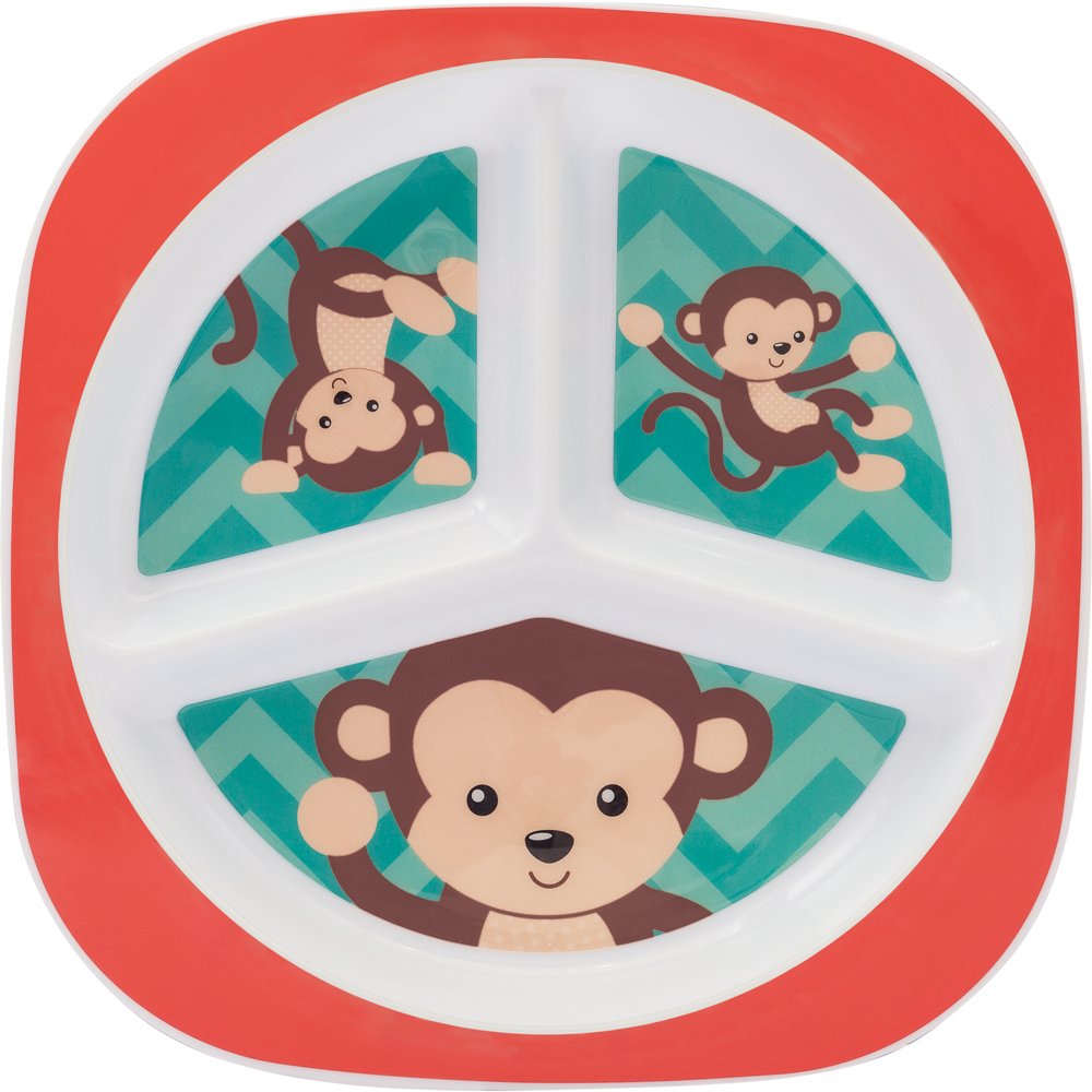 PRATO COM DIVISORIAS ANIMAL FUN MACACO - Imagem 2