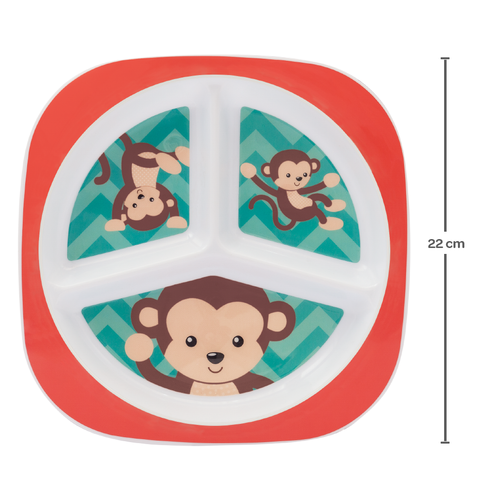 PRATO COM DIVISORIAS ANIMAL FUN MACACO - Imagem 5