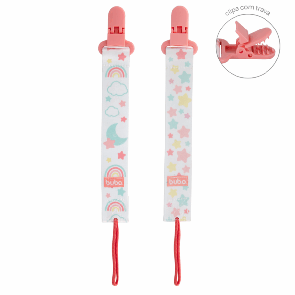 KIT 2 PRENDEDORES DE CHUPETA ESTRELAS ROSA - Image 2