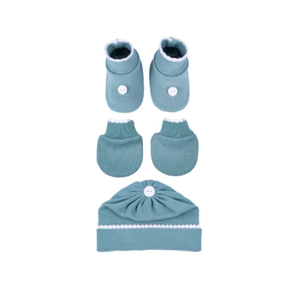 KIT 3 PEÇAS DE BEBÊ BOTÃO - SAPATINHO,LUVA E TOUCA - Image 10