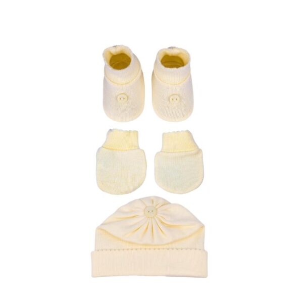 KIT 3 PEÇAS DE BEBÊ BOTÃO - SAPATINHO,LUVA E TOUCA - Image 13