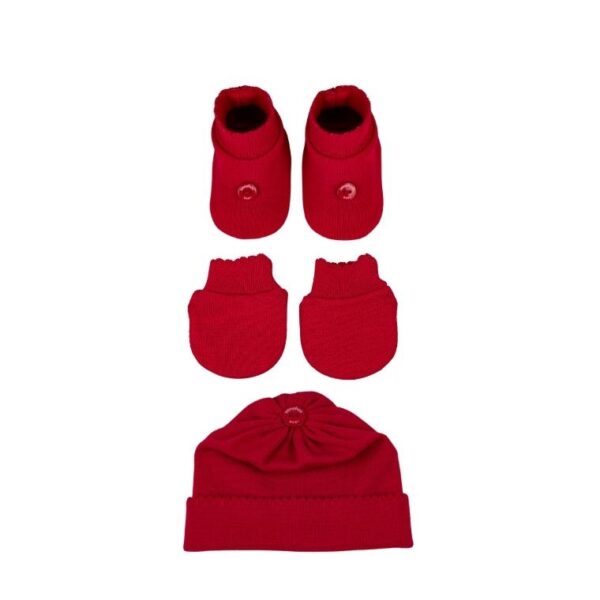 KIT 3 PEÇAS DE BEBÊ BOTÃO - SAPATINHO,LUVA E TOUCA - Image 14